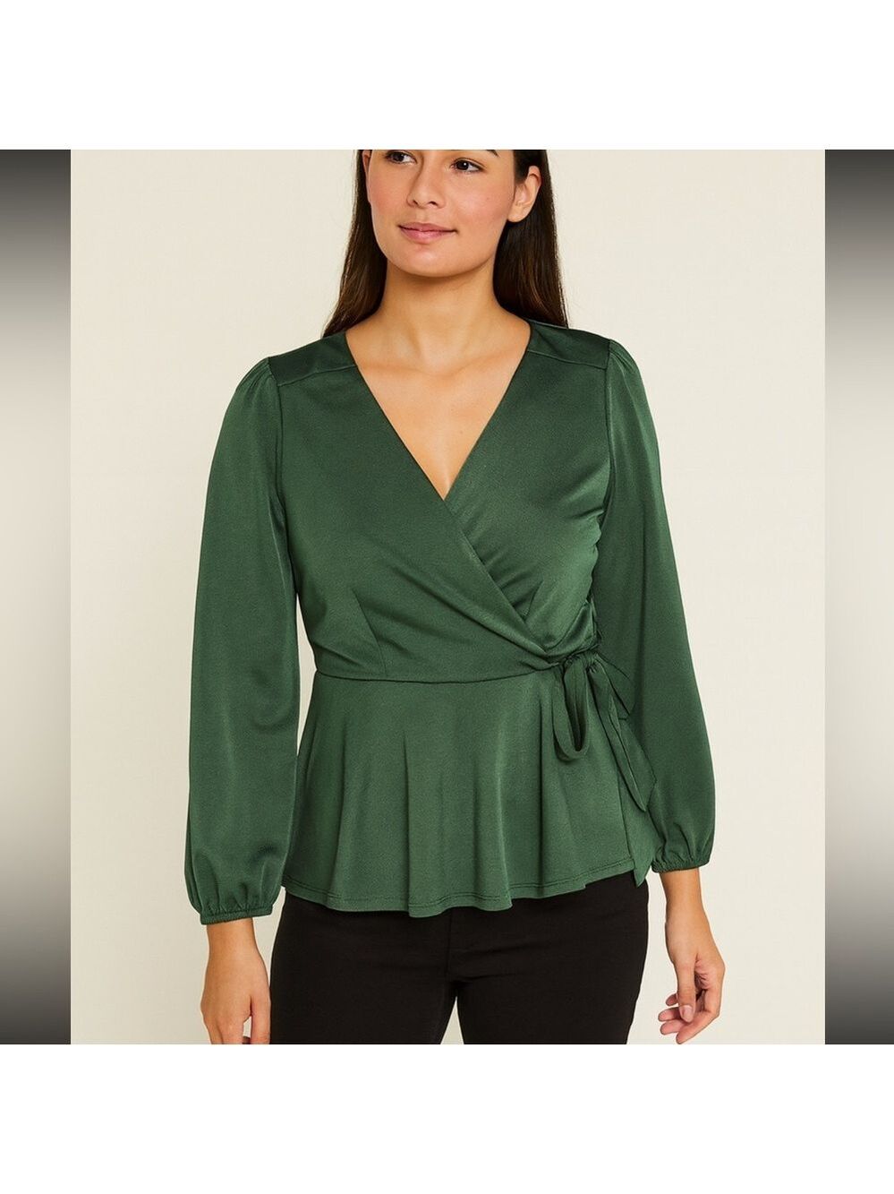 Green drape blouse